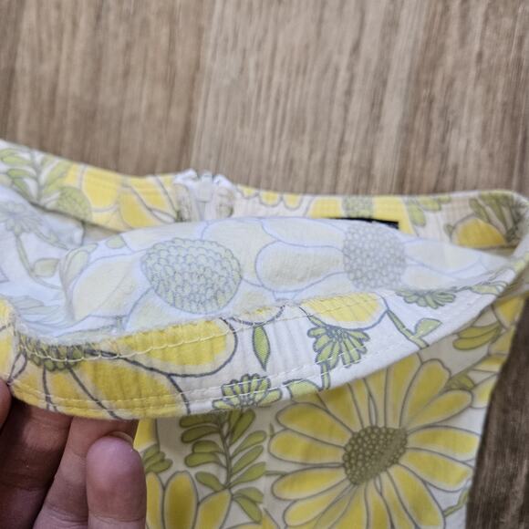 Vtg Peep Studio Floral Mini Dress Womens 7 Green Yellow Strapless Fairycore Y2K - Picture 4 of 9